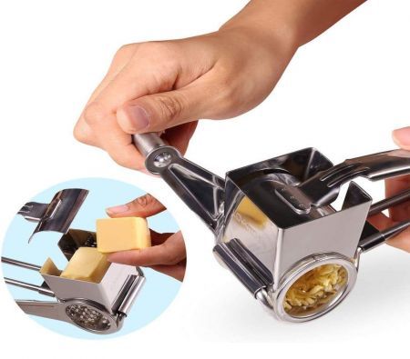 Cheese Grater-Cheese Cutter Slicer Shredder with 3 Interchanging Rotary Ultra Sharp Cylinders Stainless Steel Drums & Slicer