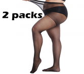 2Pairs XXXL Plus Size 20D Control Top Tights Ultra-Soft Panty Hose Black