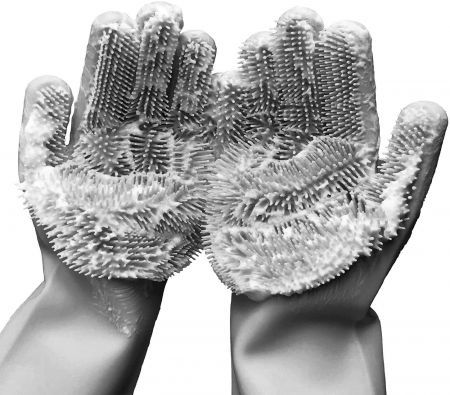 Cleaning Sponge Gloves, Dishwashing Gloves Washing. 1 Pair (13.6" Large)