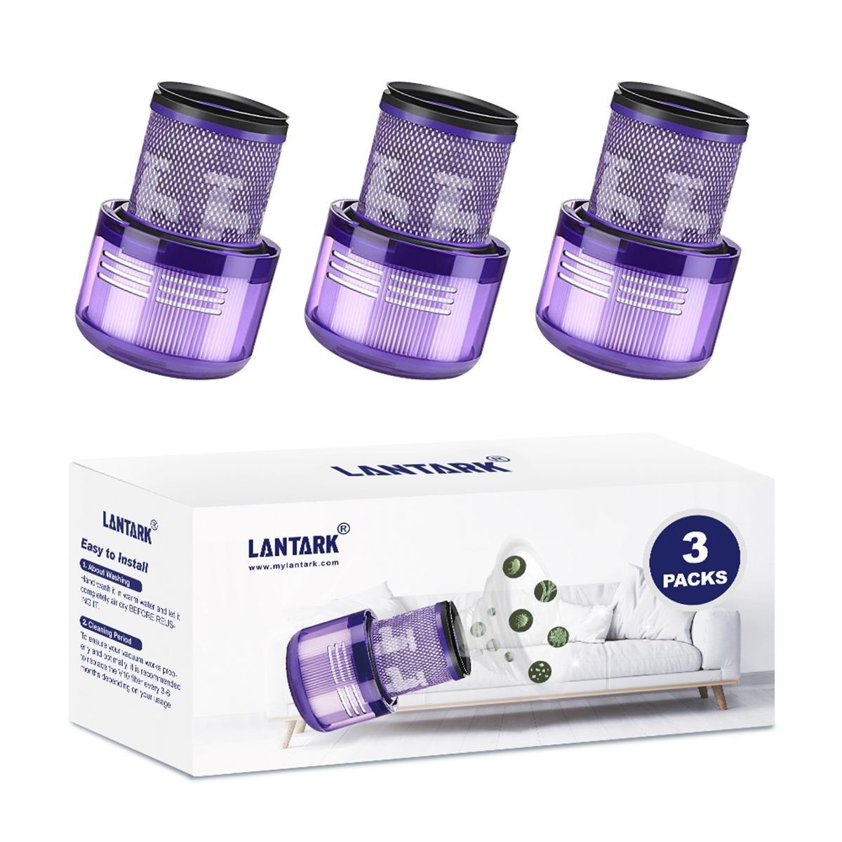 3 Packs Vacuum Filters Replacement for Dyson V11 Compare to Part 970013-02