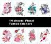 14 sheets Glow Temporary Tattoos for Kids Waterproof Luminous Tattoo Sticker Glow Mixed Style