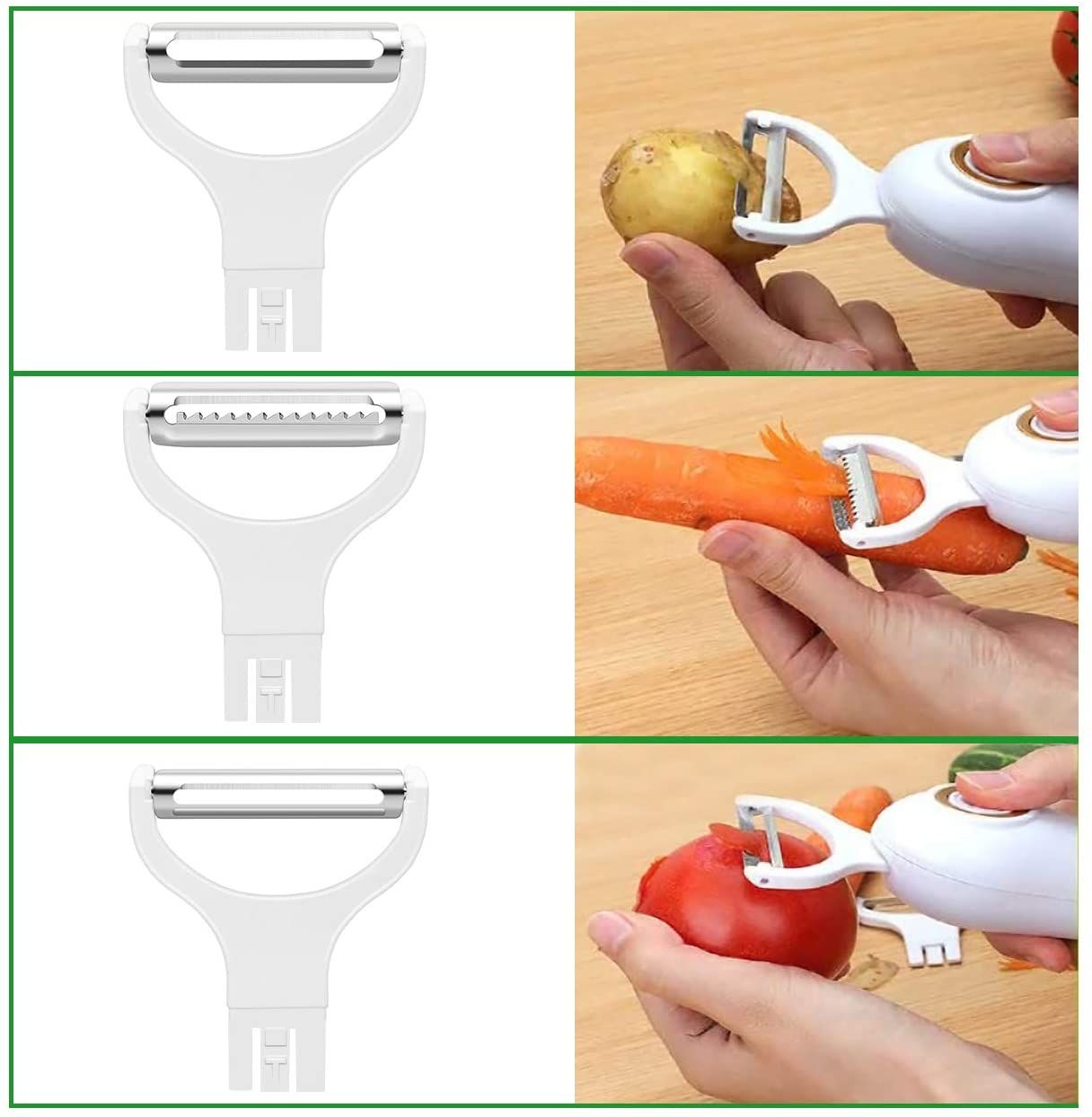 Electric Vegetable Peeler, Handheld Julienne Potato Peeler Slicer 3in
