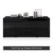 Sideboard Buffet Cabinet Table 4 Doors 1 Drawer High Gloss Front Storage Cupboard Black