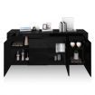 Sideboard Buffet Cabinet Table 4 Doors 1 Drawer High Gloss Front Storage Cupboard Black