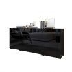 Sideboard Buffet Cabinet Table 4 Doors 1 Drawer High Gloss Front Storage Cupboard Black