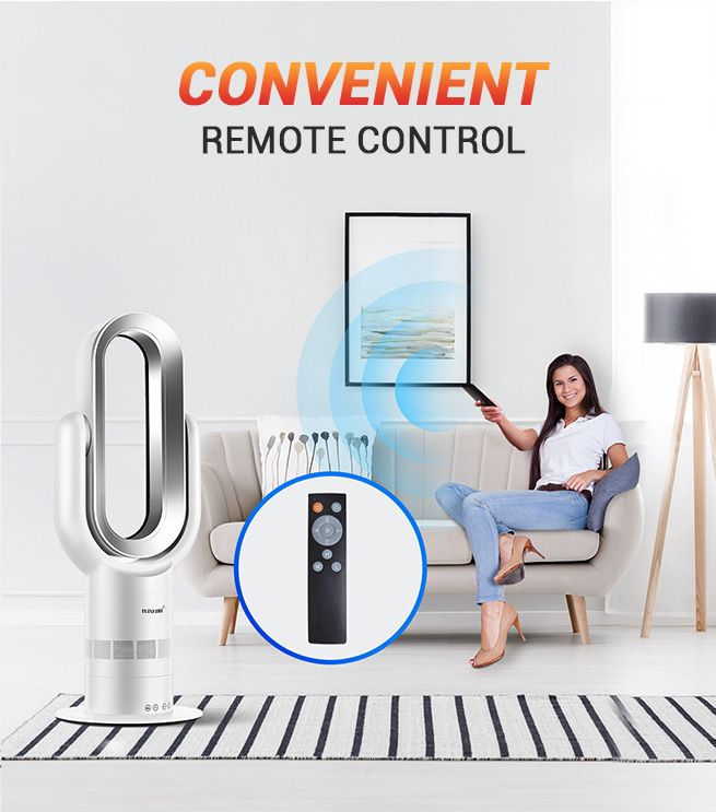 2 In 1 Bladeless Fan Oscillating Fan Heater Cooler Hot and Cold Fan