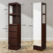 360-Degree Swivel Bookcase Cabinet Shelves Full length Mirror Storage Drawer Brown