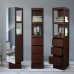 360-Degree Swivel Bookcase Cabinet Shelves Full length Mirror Storage Drawer Brown