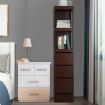 360-Degree Swivel Bookcase Cabinet Shelves Full length Mirror Storage Drawer Brown