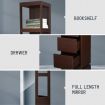 360-Degree Swivel Bookcase Cabinet Shelves Full length Mirror Storage Drawer Brown