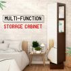 360-Degree Swivel Bookcase Cabinet Shelves Full length Mirror Storage Drawer Brown