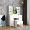 Wooden Makeup Vanity Table Mirror Dressing Table Stool Set with Drawers