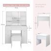 Wooden Makeup Vanity Table Mirror Dressing Table Stool Set with Drawers