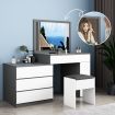 Modern 4-Drawer Dressing Table Set Makeup Mirror Vanity Table Stool Set