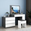 Modern 4-Drawer Dressing Table Set Makeup Mirror Vanity Table Stool Set
