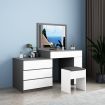 Modern 4-Drawer Dressing Table Set Makeup Mirror Vanity Table Stool Set
