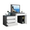 Modern 4-Drawer Dressing Table Set Makeup Mirror Vanity Table Stool Set