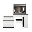 Modern 4-Drawer Dressing Table Set Makeup Mirror Vanity Table Stool Set