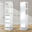 360-Degree Swivel Bookcase Cabinet Shelves Full length Mirror Storage Drawer White