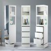 360-Degree Swivel Bookcase Cabinet Shelves Full length Mirror Storage Drawer White