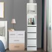 360-Degree Swivel Bookcase Cabinet Shelves Full length Mirror Storage Drawer White