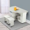 Foldable Wheeled Table and 4 Chairs Wooden Dining Table Set for Home Kids Room