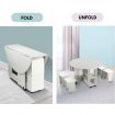Foldable Wheeled Table and 4 Chairs Wooden Dining Table Set for Home Kids Room