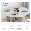 Foldable Wheeled Table and 4 Chairs Wooden Dining Table Set for Home Kids Room