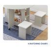 Foldable Wheeled Table and 4 Chairs Wooden Dining Table Set for Home Kids Room