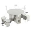 Foldable Wheeled Table and 4 Chairs Wooden Dining Table Set for Home Kids Room