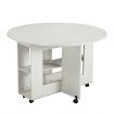 Foldable Wheeled Table and 4 Chairs Wooden Dining Table Set for Home Kids Room