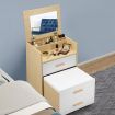Wooden Oak Dressing Table Stool Set with Mirror Bedside Cabinet Makeup Vanity