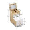 Wooden Oak Dressing Table Stool Set with Mirror Bedside Cabinet Makeup Vanity