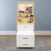 Wooden Oak Dressing Table Stool Set with Mirror Bedside Cabinet Makeup Vanity