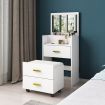 White Dressing Table Stool Set with Mirror Storage Bedside Cabinet Makeup Vanity