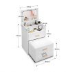 White Dressing Table Stool Set with Mirror Storage Bedside Cabinet Makeup Vanity