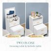 White Dressing Table Stool Set with Mirror Storage Bedside Cabinet Makeup Vanity