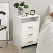 White Dressing Table Stool Set with Mirror Storage Bedside Cabinet Makeup Vanity