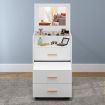 White Dressing Table Stool Set with Mirror Storage Bedside Cabinet Makeup Vanity