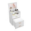 White Dressing Table Stool Set with Mirror Storage Bedside Cabinet Makeup Vanity