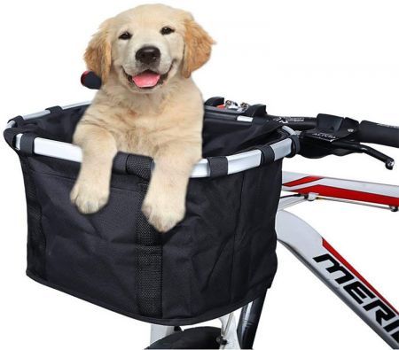 Pet Bicycle Basket Detachable Cycle Front Canvas Basket Carrier Bag Pet Carrier
