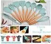 Silicone Cooking Utensil Set,11 PCS Non-stick Silicone Cooking Utensils Set For Home or Picnic,Wooden Handle Heat Resistant(green)