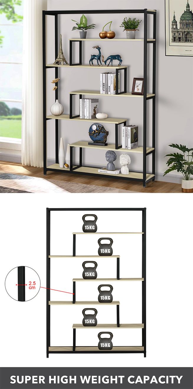 7 Tier Vintage Bookshelves Bookcase Storage Display Rack Shelf Shelving