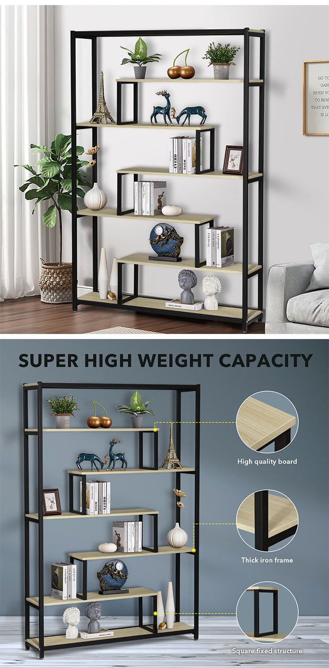 7 Tier Vintage Bookshelves Bookcase Storage Display Rack Shelf Shelving