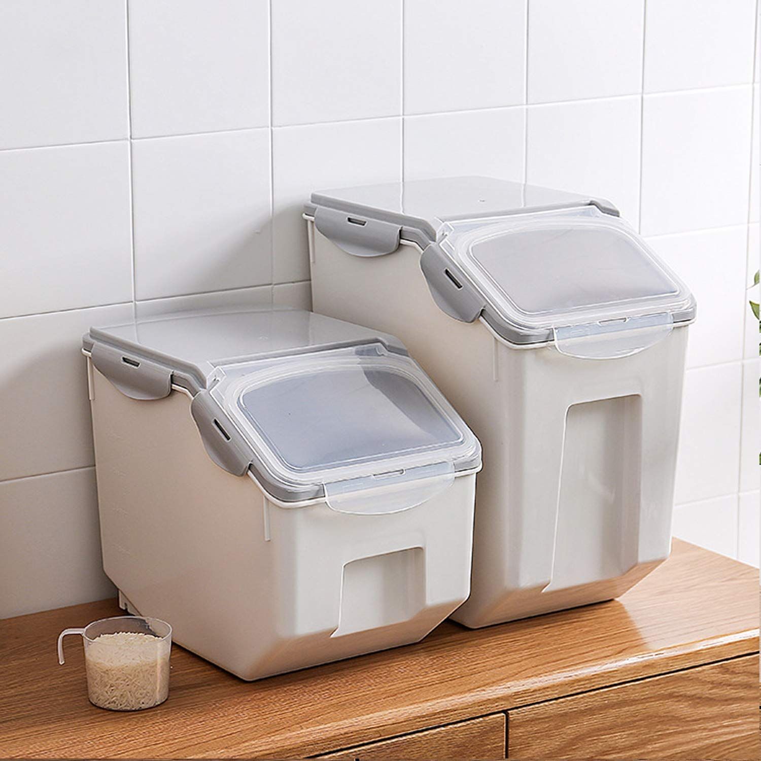 Dry Food Storage Box Flour Bin Multiple Function,Airtight Plasitic Dry