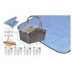 4 Person Picnic Basket Baskets Set Outdoor Blanket Wicker Deluxe Folding Handle