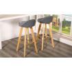 2 x Wooden Bar Stools Fabric - Grey