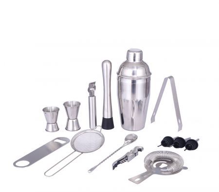 12 Pcs Bartender Kit Cocktail Shaker Set Muddler, Jigger, Strainer