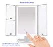 36 LED Nature Daylight Lighted Makeup Mirror,Tri-Fold Lighted Vanity Makeup Mirror with 3X/2X Magnification and Touch Screen Dimming Makeup Mirror, 180 Degree free Rotation, Countertop Cosmetic Mirror