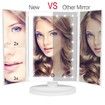 36 LED Nature Daylight Lighted Makeup Mirror,Tri-Fold Lighted Vanity Makeup Mirror with 3X/2X Magnification and Touch Screen Dimming Makeup Mirror, 180 Degree free Rotation, Countertop Cosmetic Mirror